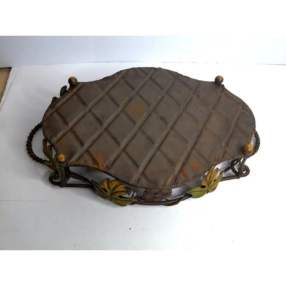 Vintage Art Nouveau Wrought Iron Grapevine Centerpiece Tray